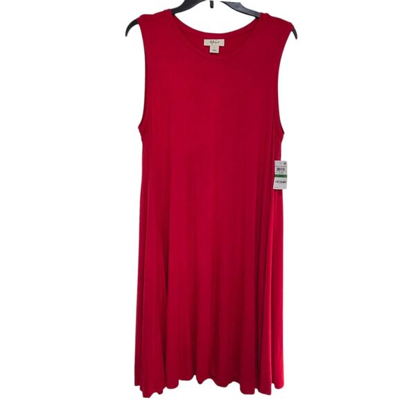 Style & Co Red A-Line Swing Dress Sleeveless Scoop Neck Large Rayon Summer Dress - Picture 10 of 12